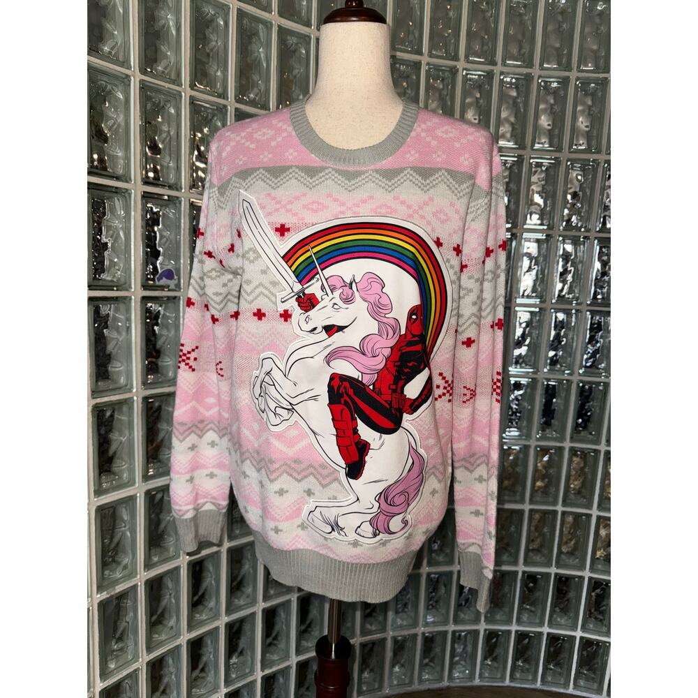 Marvels Deadpool Unicorn Sweater - size M